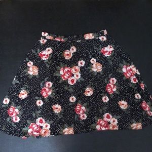 Gilli rose print on black skirt